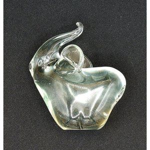 Clear Art Glass Elephant Vintage Paperweight 3.5 in x 3 in